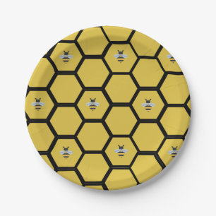 Bee Beehive Yellow Paper Plate