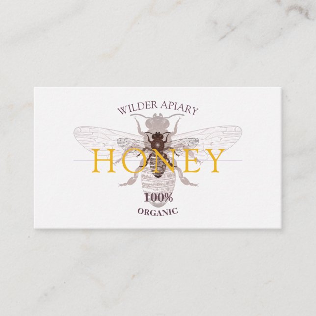 Bee Beekeeper Beekeeping Apiary Honey Gold Business Card (Front)