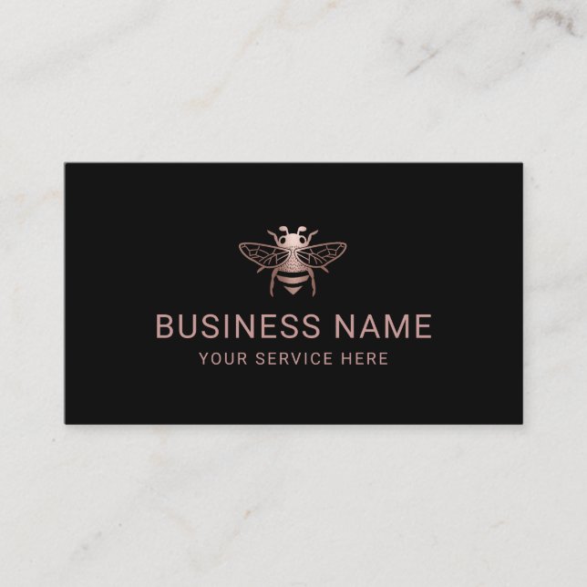 Bee Beekeeper Fresh Honey Apiary Modern Rose Gold Business Card (Front)