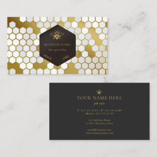 Bee BeeKeeper Honey Apiarist Gold Black  Business Card
