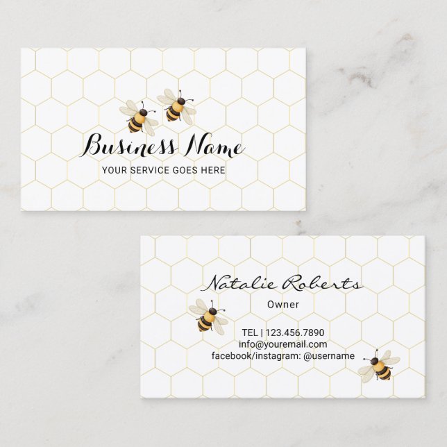 Bee Beekeeper Honey  Business Card (Front/Back)