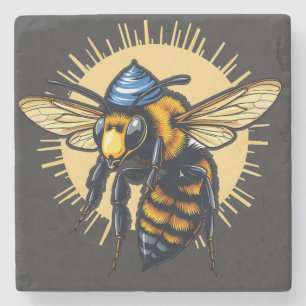 Bee Beekeeping Hanukkah Jewish Kippah Stone Coaster