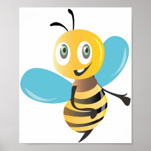 bee bees joyful happy bumble cartoon poster