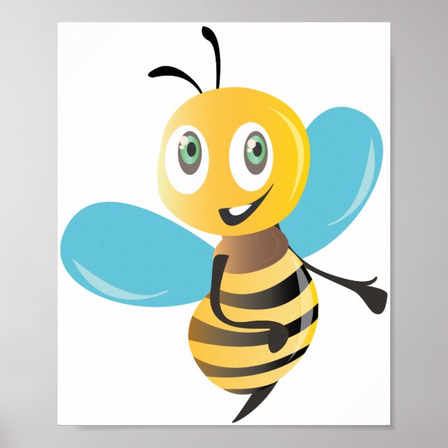 bee bees joyful happy bumble cartoon poster (Front)