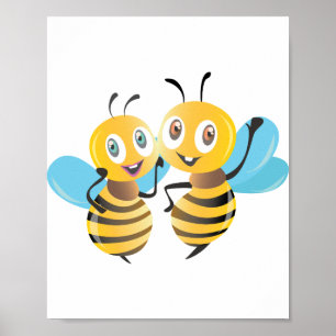 bee bees joyful happy smiling bumble cartoon poster