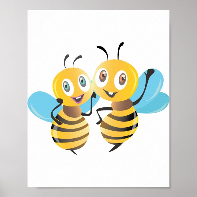 bee bees joyful happy smiling bumble cartoon poster (Front)