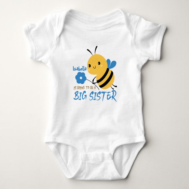 Bee Big Sister Pregnancy Announcement Toddler Baby Bodysuit (Front)