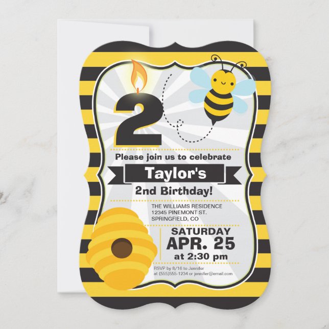 Bee Birthday Invitation (Front)
