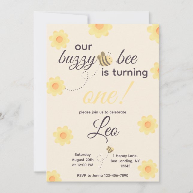 Bee Birthday Invitation (Front)