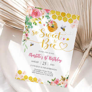 Bee Birthday Invitation Girl