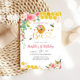 Bee Birthday Invitation Girl