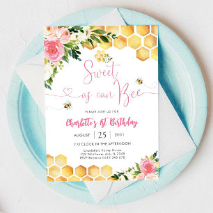 Bee Birthday Invitation Girl