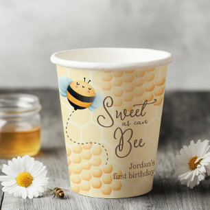 Bee Birthday Invitation Paper Cups