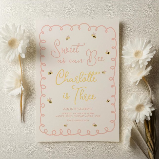 Bee Birthday Invitation - Sweet as Can Bee (Creator Uploaded)