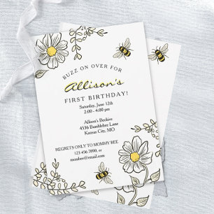 Bee Birthday Invitations for Busy bee birthday
