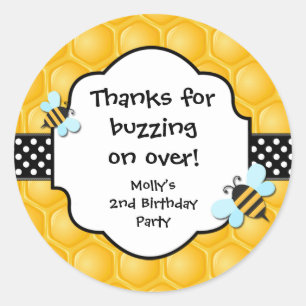 Bee Birthday Party Favour Stickers