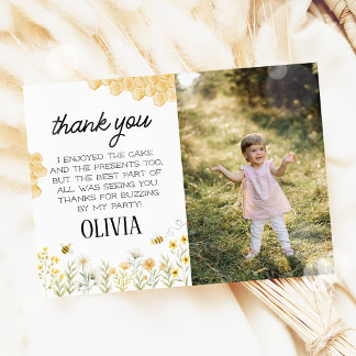 Bee Birthday Photo Thank You Card