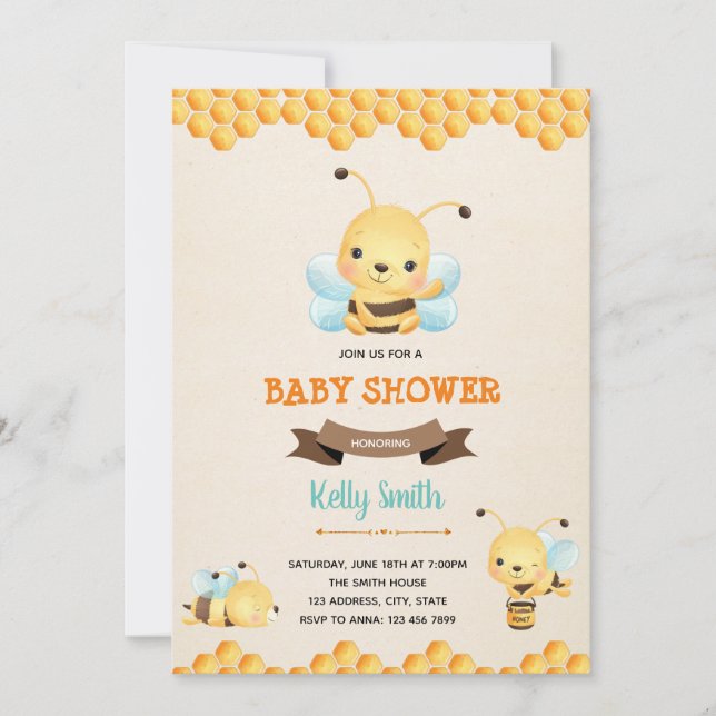 Bee birthday shower invitation (Front)