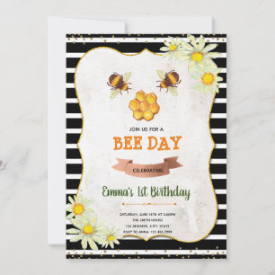 Bee birthday shower party invitation