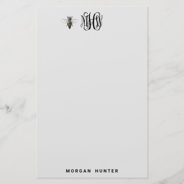 Bee Black vine Stationery (Front)