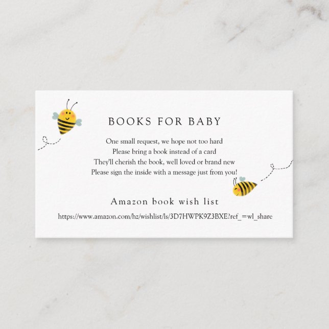 Bee Books for Baby insert card (Front)