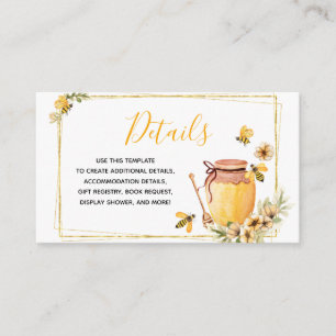 Bee Botanical Details Baby Shower Insert Card