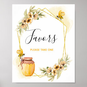 Bee Botanical Watercolor Favour Sign