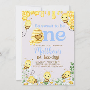 Bee boy 1st birthday invite, bumblebee, honeybee. invitation