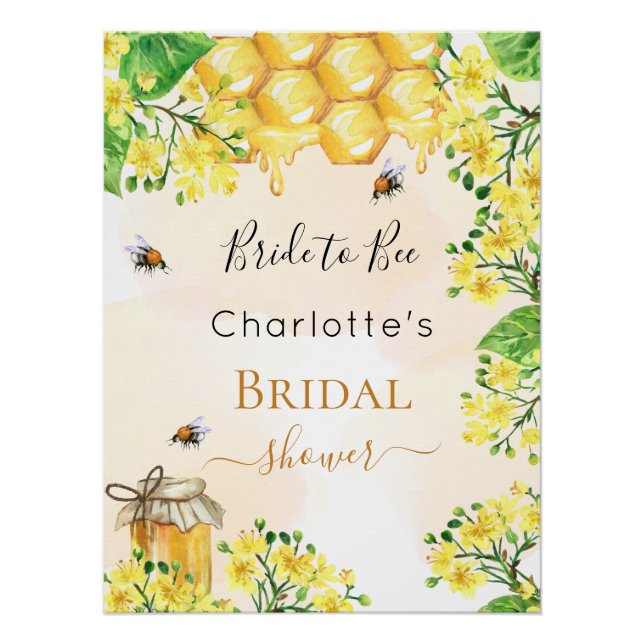 Bee Bridal Shower bride to bee yellow florals  Poster (Front)