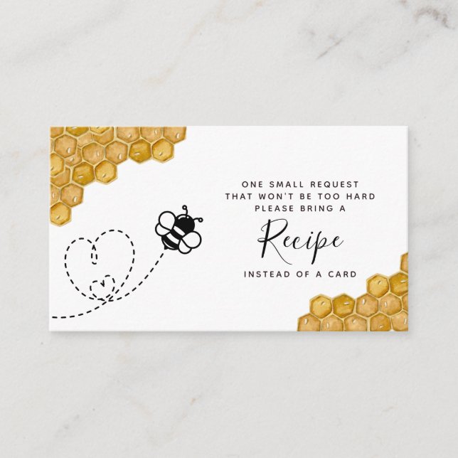 Bee Bridal Shower Recipe Request Enclosure Card (Front)