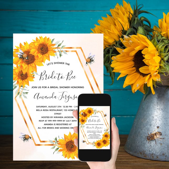 Bee Bridal shower sunflowers bumble bees  Invitation (Creator Uploaded)