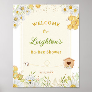 Bee Bumblebee Little Honey Yellow Cute Baby Shower Poster