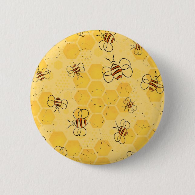 Bee Buzzing Honey Bees Cute  6 Cm Round Badge (Front)