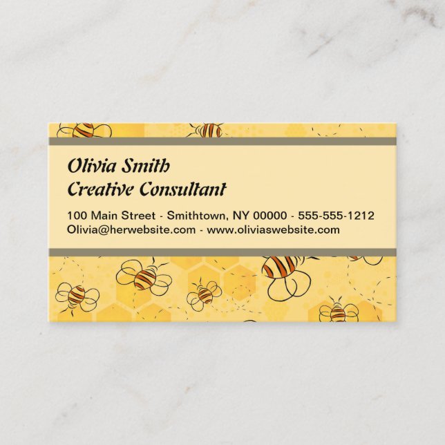 Bee Buzzing Honey Bees Cute  Business Card (Front)