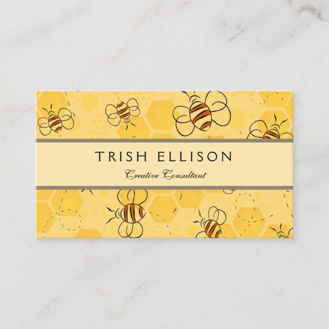 Bee Buzzing Honey Bees Cute  Business Card (Front)