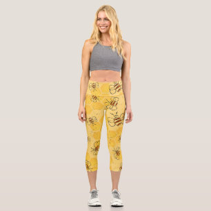 Bee Buzzing Honey Bees Cute  Capri Leggings