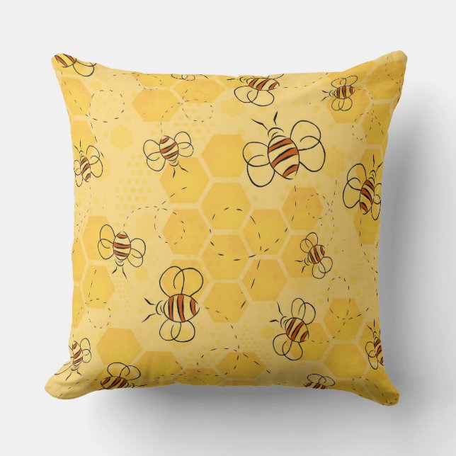 Bee Buzzing Honey Bees Cute  Cushion (Front)