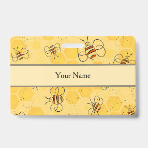 Bee Buzzing Honey Bees Cute  ID Badge