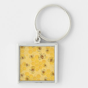Bee Buzzing Honey Bees Cute  Key Ring