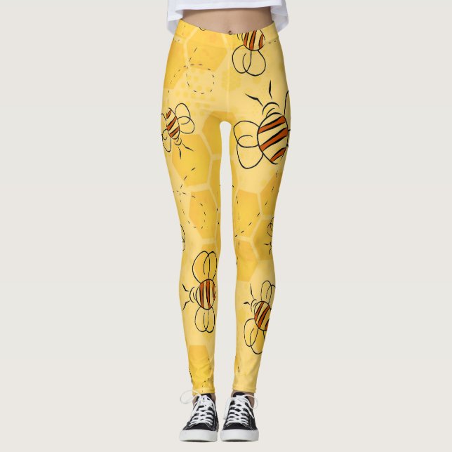Bee Buzzing Honey Bees Cute  Leggings (Front)