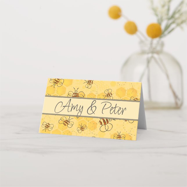 Bee Buzzing Honey Bees Cute  Place Card (Front)