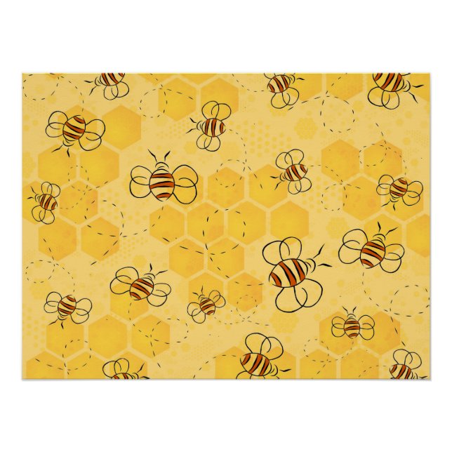 Bee Buzzing Honey Bees Cute  Poster (Front)