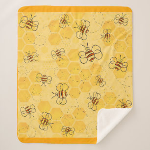 Bee Buzzing Honey Bees Cute  Sherpa Blanket
