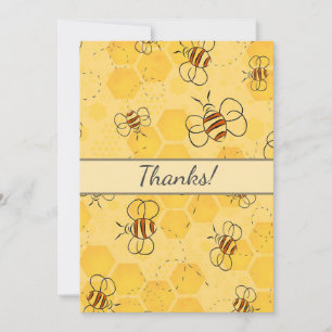 Bee Buzzing Honey Bees Cute  Thank You Card