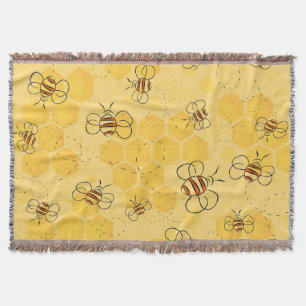 Bee Buzzing Honey Bees Cute  Throw Blanket