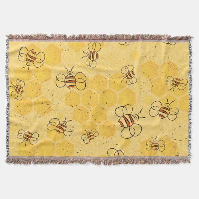 Bee Buzzing Honey Bees Cute  Throw Blanket (Front)