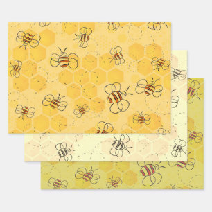 Bee Buzzing Honey Bees Cute  Wrapping Paper Sheet