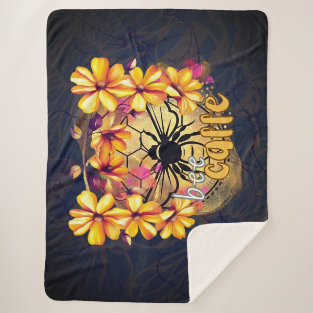 Bee, caffe sherpa blanket (Front)