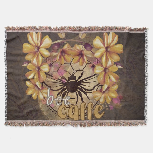 Bee, caffe throw blanket (Front)