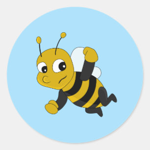 Bee cartoon classic round sticker